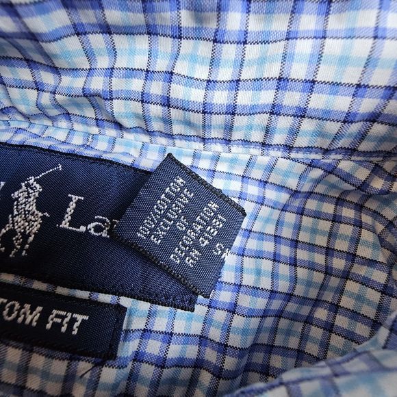 Vintage Ralph Lauren Shirt Mens Large Blue Flannel Check Plaid Button Up - Picture 5 of 8
